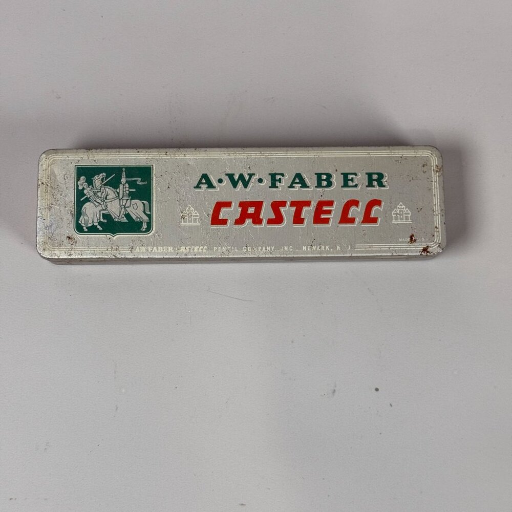 A.W. Faber Castell Vintage 3 Unsharpened Drawing Pencil Set In Metal Tin USA